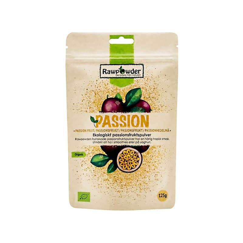 Passievruchtpoeder vriesdroog 125g – Rawpowder verpakking