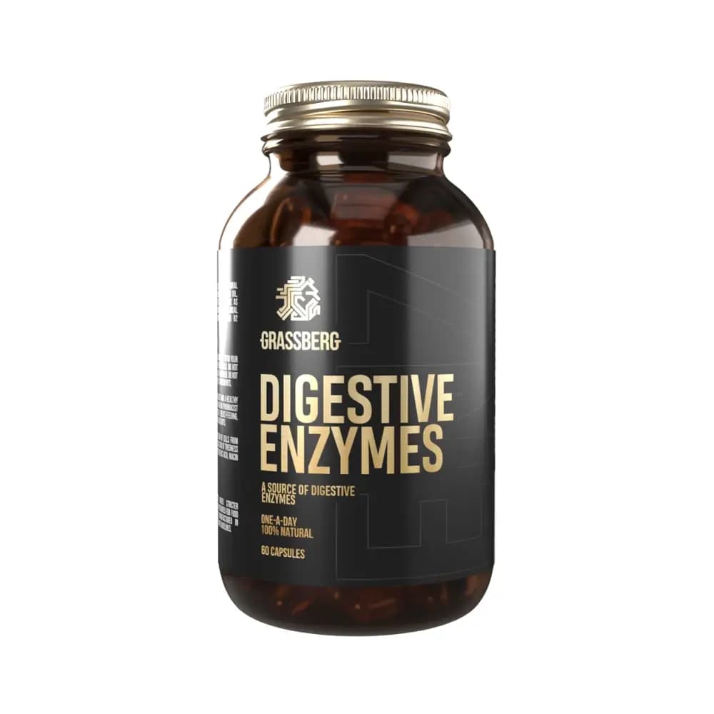 Grassberg Digestive Enzymes - Bez smaku - 60 kapsułek – Grassberg opakowanie