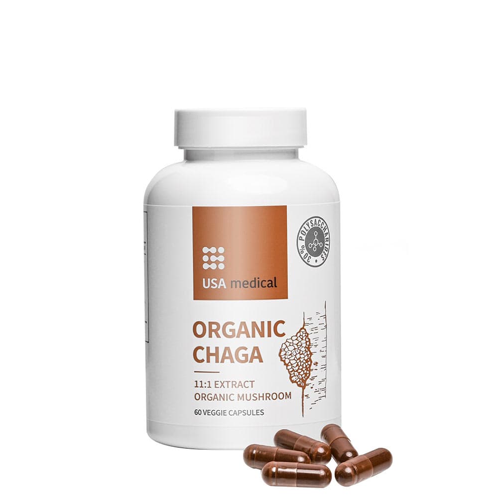 Usa Medical - Organic Chaga - 60 kapsułek – Usa Medical opakowanie