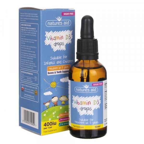 Natures Aid Mini Witamina D3 400 IU 50 ml – Natures Aid förpackning