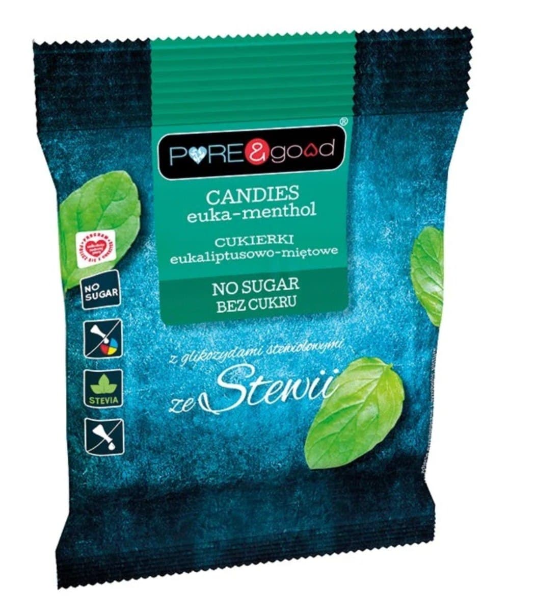 PURE & GOOD Caramelle all'eucalipto e menta senza zucchero 50g | EKO WITAL