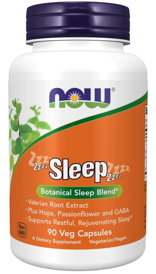 Now Foods - Sleep - Botanical Sleep Blend - 90 pflanzliche Kapseln – NOW Foods Verpackung