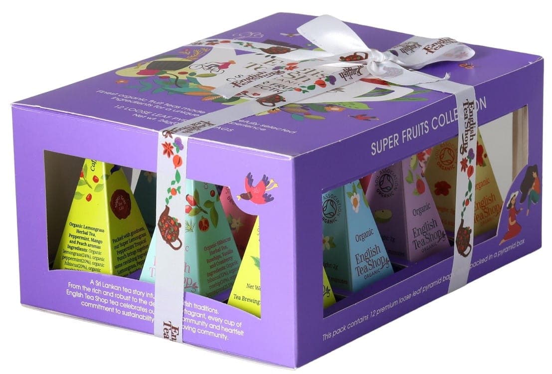 English Tea Shop Collection de Thés Infusés 6 Saveurs Fruitées BIO (12 x 2 g) 24 g – English Tea Shop emballage