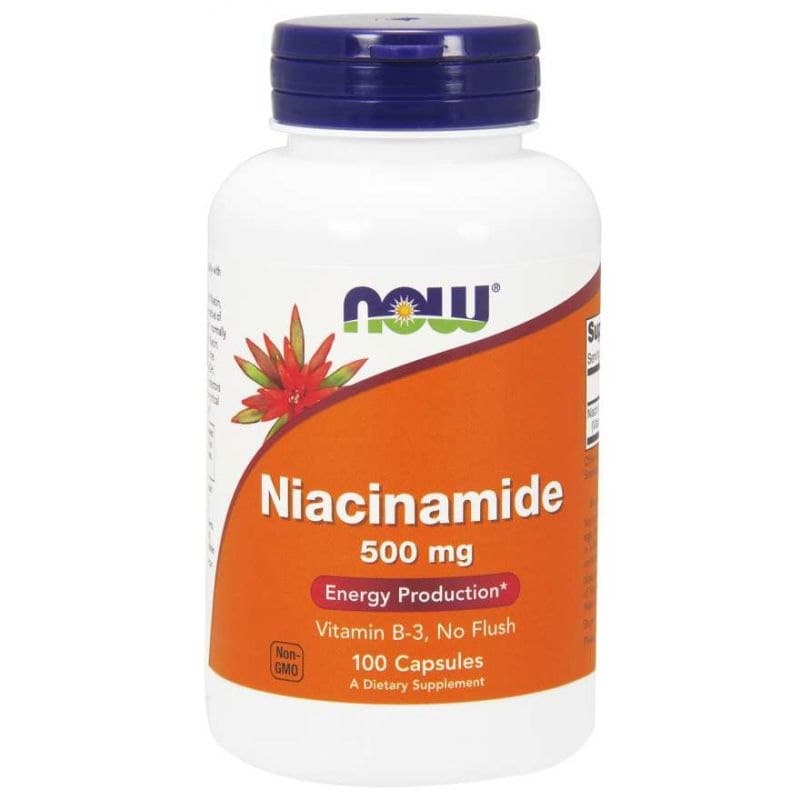 NOW Foods - Niacinamide 500 mg, kapslar 100 st – NOW Foods förpackning
