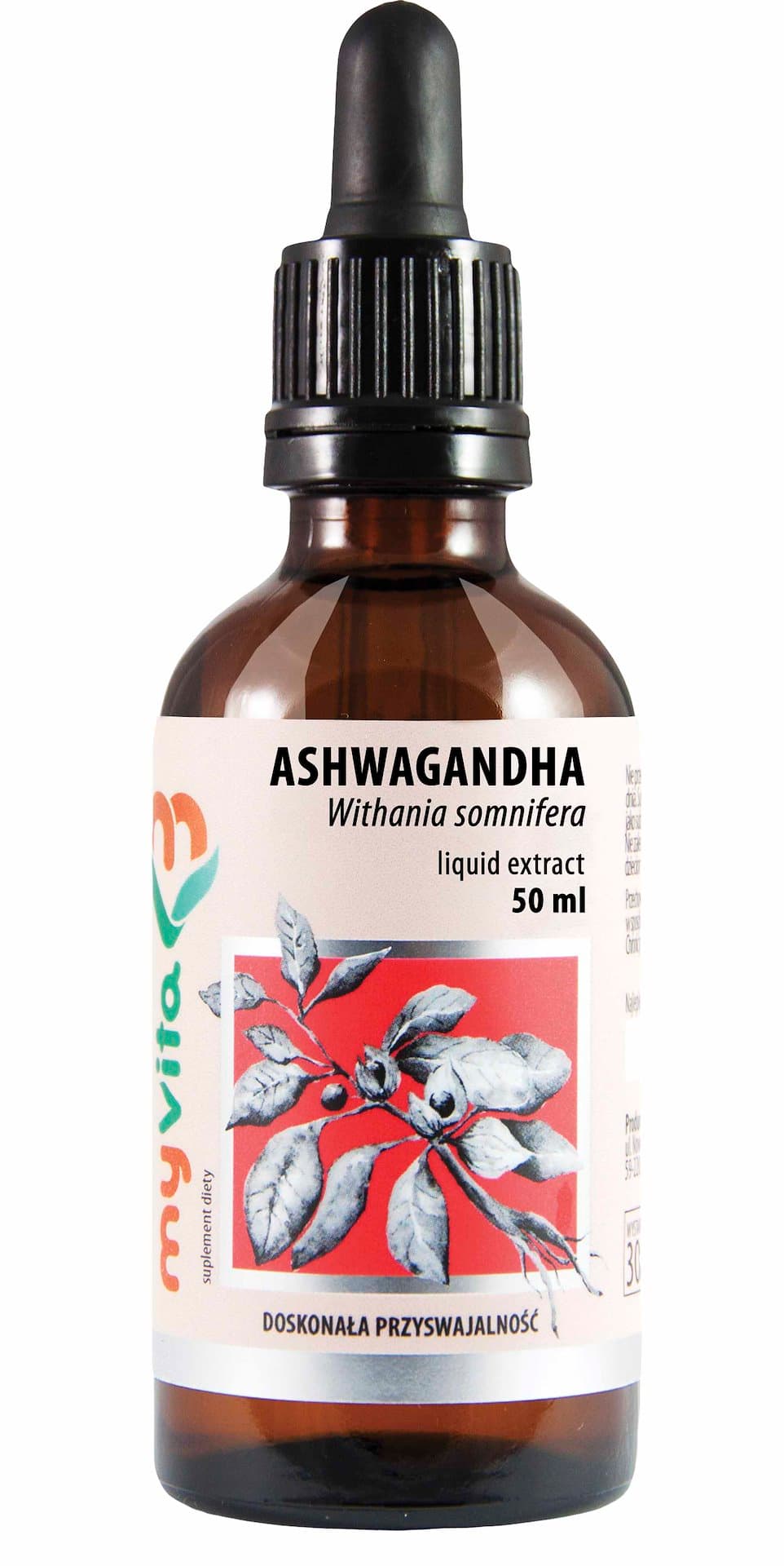 Myvita - Ashwagandha (Withania Somnifera) Flüssiges Extrakt 50ml – MyVita Verpackung