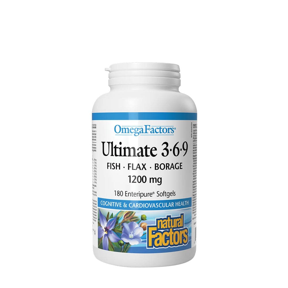 Natural Factors Omegafactors Ultimate 3-6-9 180 Softgels – Natural Factors empaque