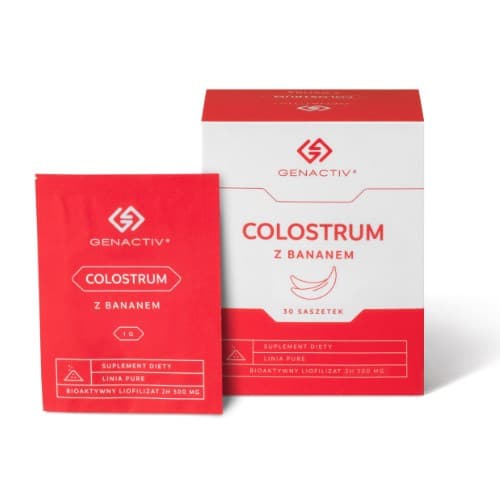 Genactiv - Colostrum With Banana Sachets 500mg, 30-pack – Genactiv förpackning