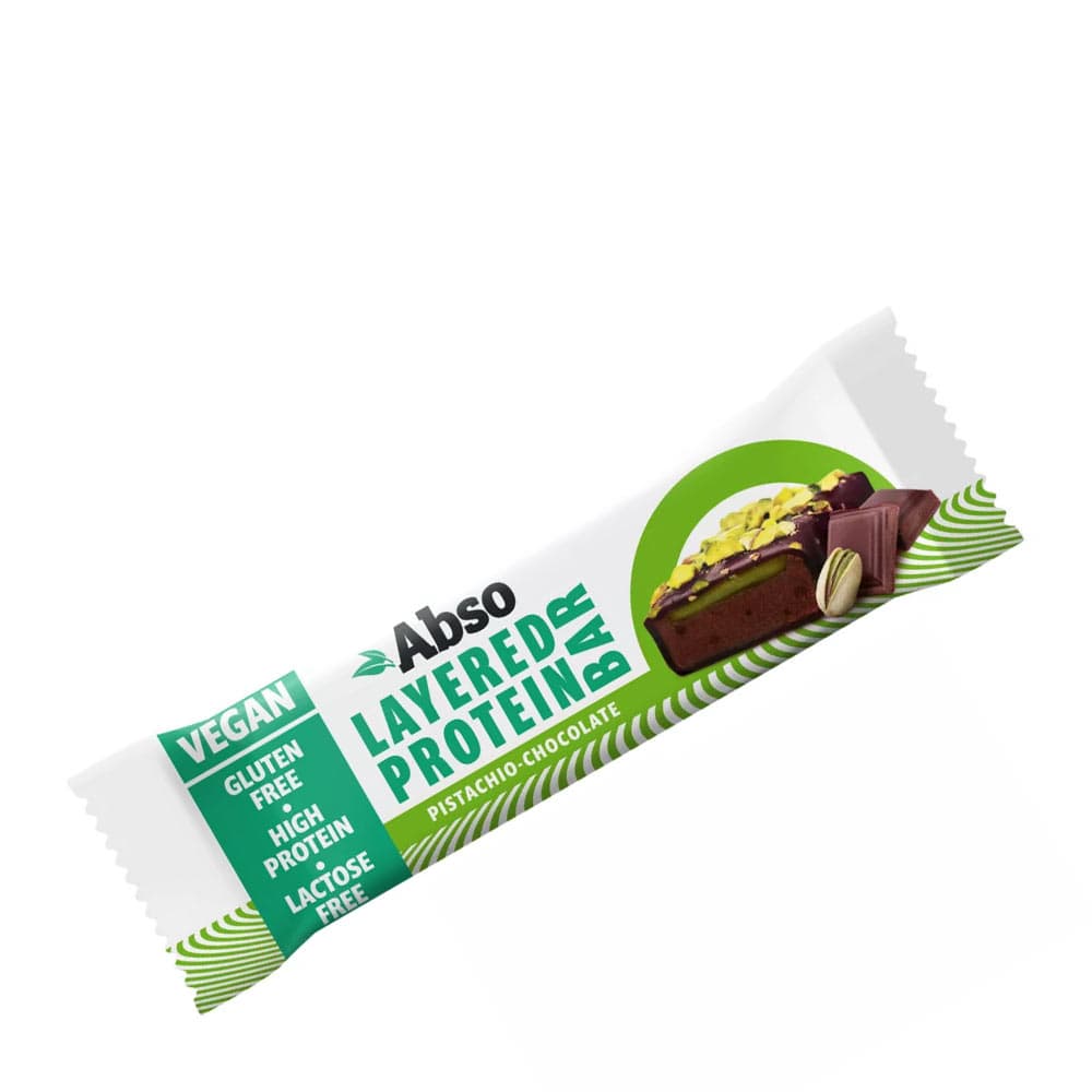 Absorice Absobar Layered Protein Bar - Vegan Protein Bar - Pistachio Chocolate - 50g – Abso packaging