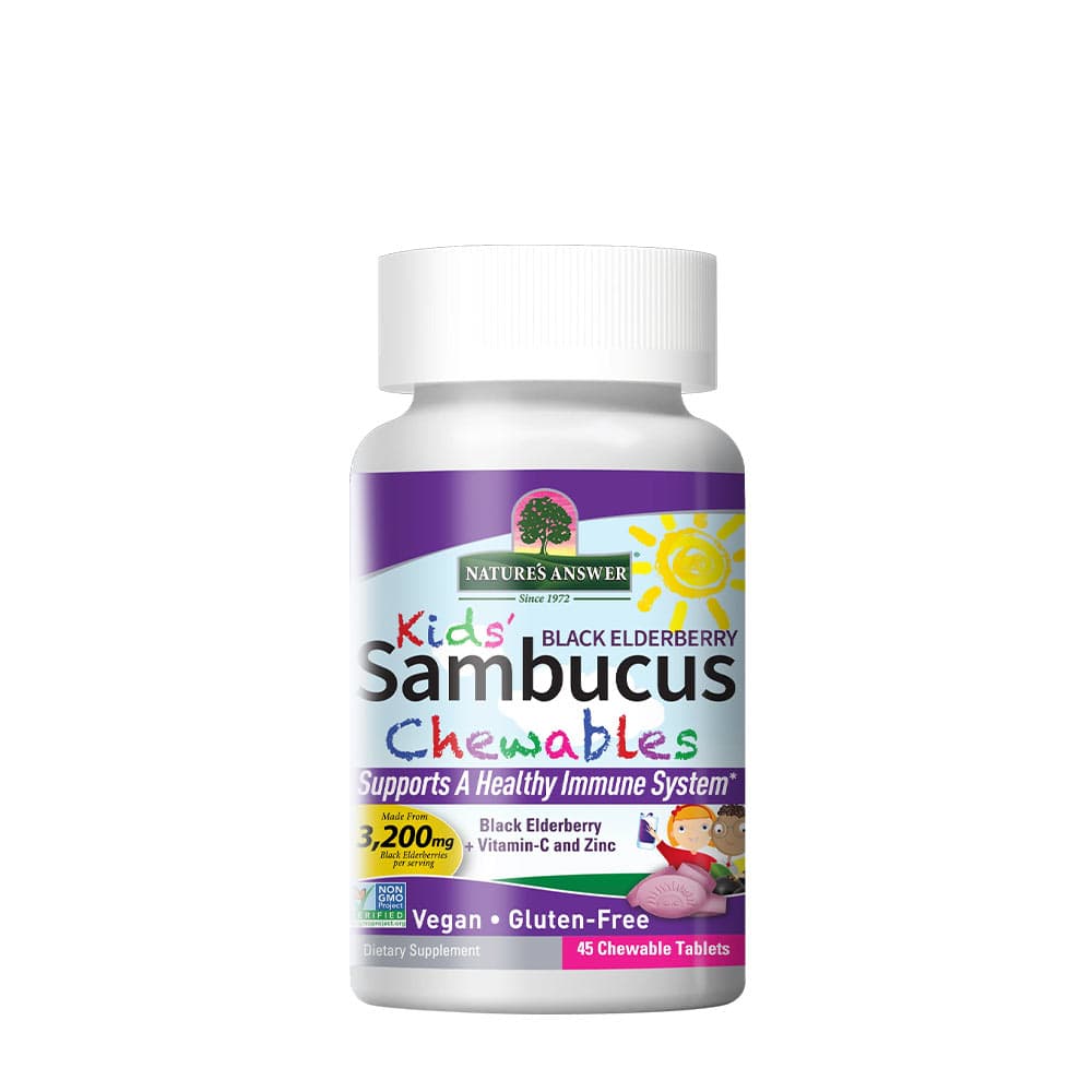 Nature's Answer Kids' Sambucus Comprimés à mâcher 3200mg sureau noir – Nature's Answer emballage