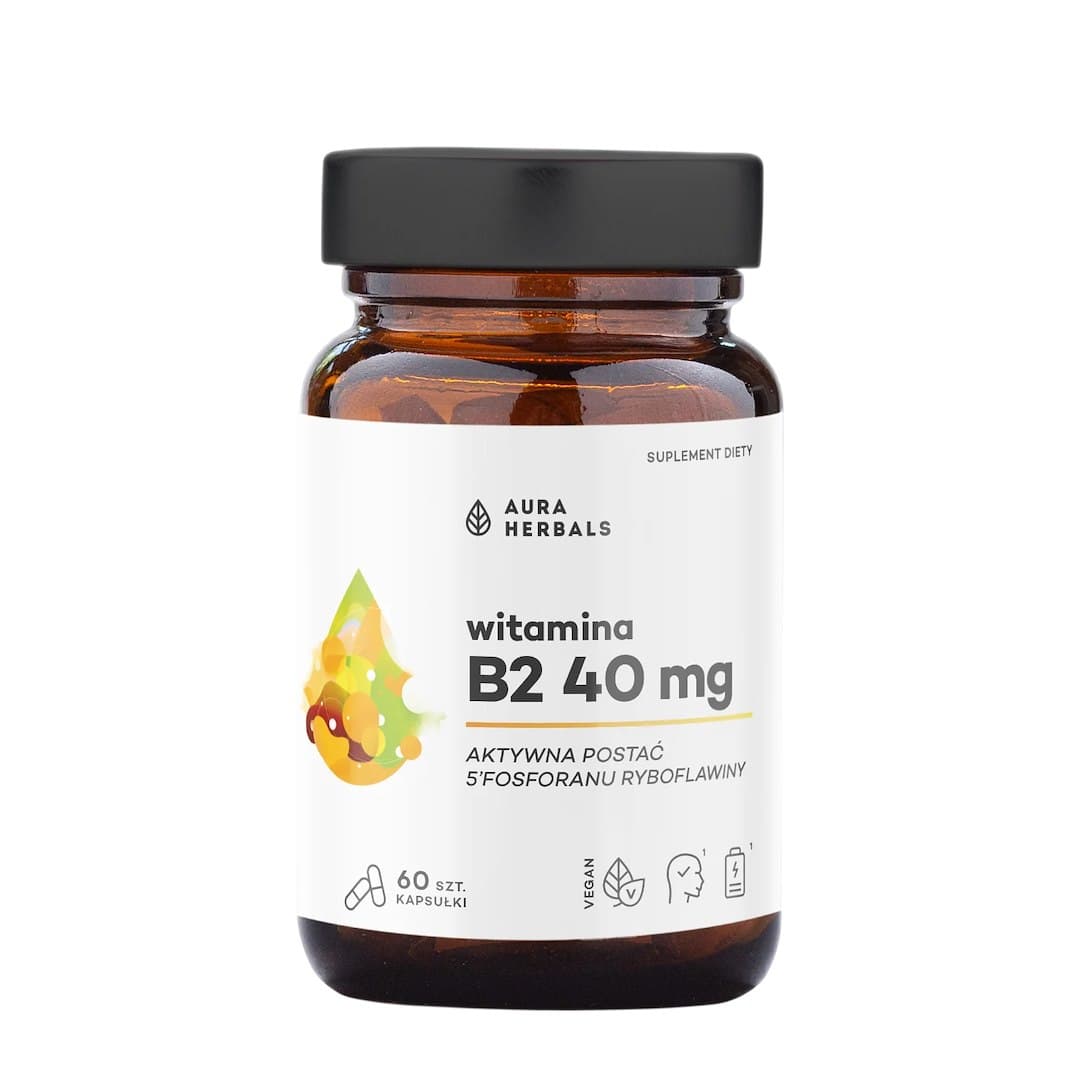 Aura Herbals - Witamina B2 (Vitamin B2) 40mg - 60 kapsułek – Aura Herbals packaging