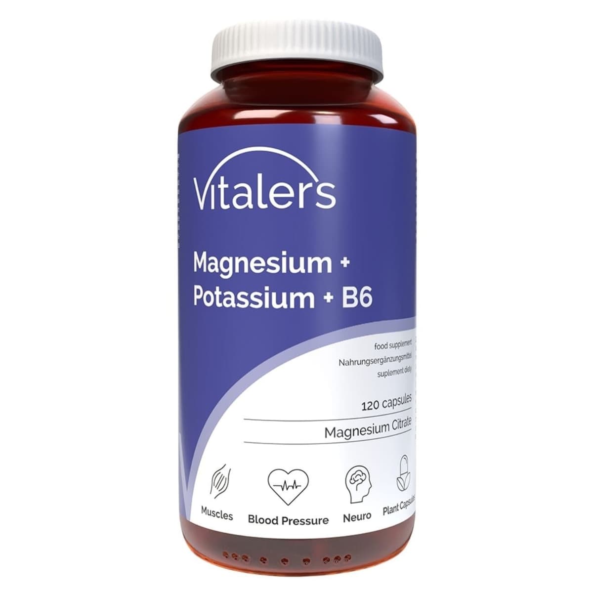 Vitaler's Magnez 100 mg + Potas 150 mg + B6 6 mg 120 capsule – Vitaler's confezione