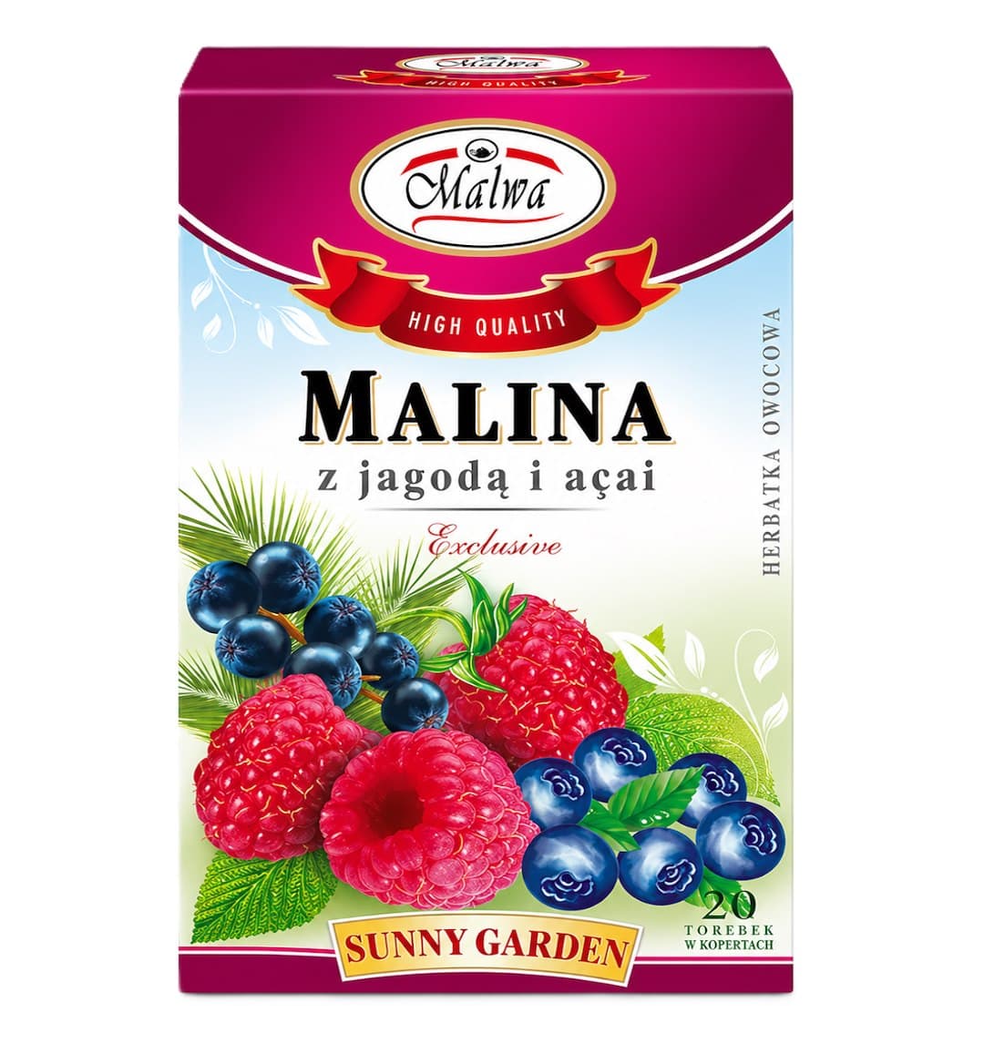 Malwa - Raspberry, Blueberry & Acai Tea 20 Sachets – Malwa förpackning