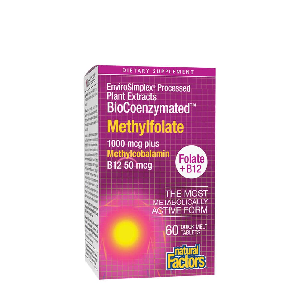 Natural Factors Biocoenzimato Metilfolato 1000mcg + B12 50mcg - 60 Compresse a Scioglimento Rapido – Natural Factors packaging