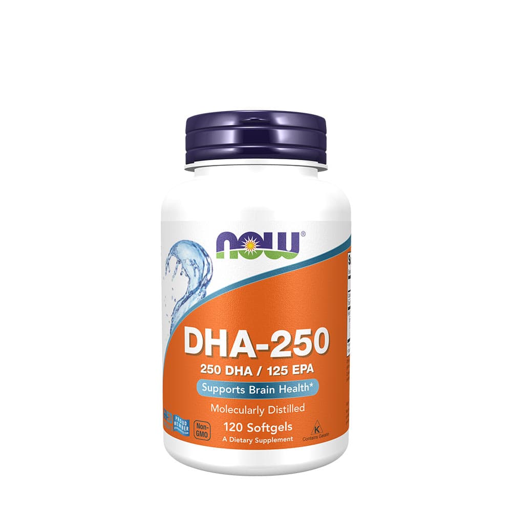 NOW Foods - DHA-250 - 120 mjuka kapslar – NOW Foods förpackning