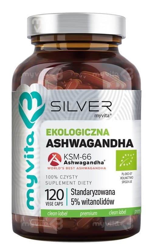 Myvita Silver - Organic Ashwagandha KSM-66 (Standardiserad 5% Witanolider) – MyVita förpackning