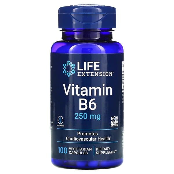 Life Extension Vitamin B6 250 mg capsules végétales – Life Extension emballage