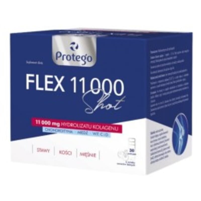 Protego Flex 11000 Shot colagénio hidrolisado 30 ampolas sabor frutos silvestres | Salvum Lab – Protego packaging