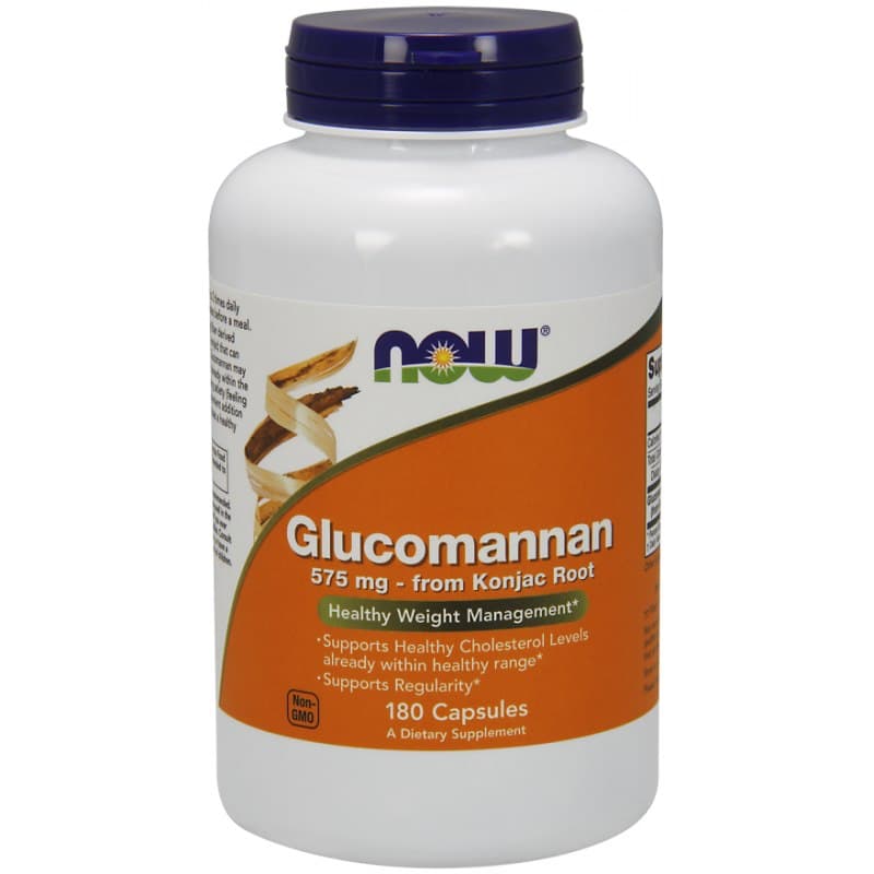 NOW Foods - Glucomannan z korzenia konjaku, 575mg - 180 kapsułek – NOW Foods opakowanie
