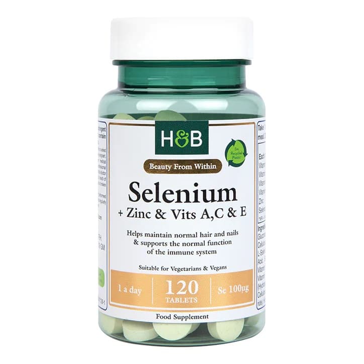 Holland & Barrett Selen + Zink & Vitaminer A, C & E 120 Tabletter