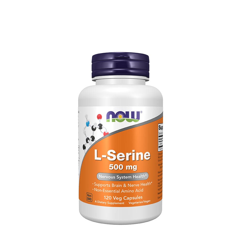 NOW Foods - L-Serine - 500 mg, 120 Vegetariska Kapslar – NOW Foods förpackning
