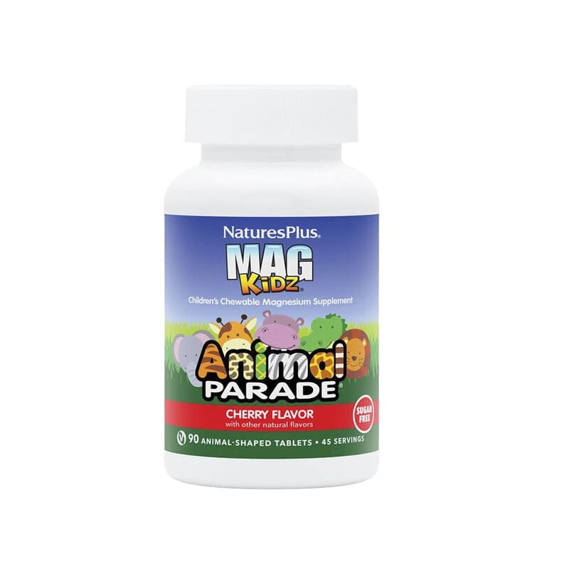 Magnesio para niños 90 tabletas masticables | Animal Parade – NaturesPlus empaque