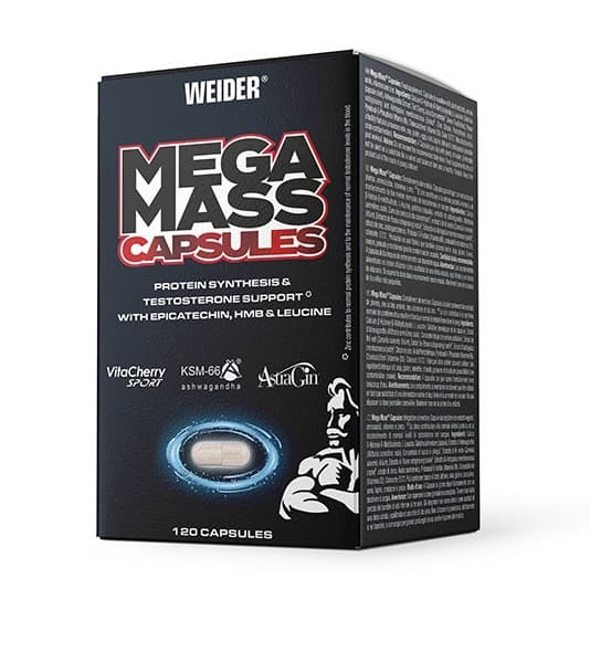 Weider Mega Mass Caps 120 cápsulas – Weider empaque