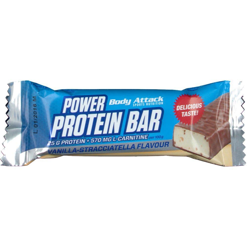 Body Attack - Proteinriegel - Vanille-Stracciatella, 24 × 35 g – Body Attack Verpackung