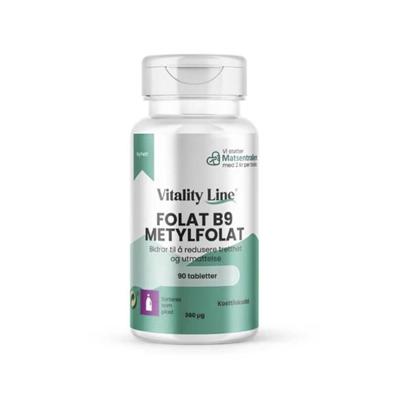Metylfolat 400µg 90 tabletter | Vitality Line – Vitality Line förpackning