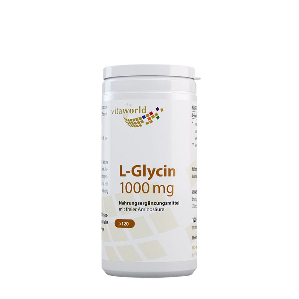 Vitaworld L-Glycin 1000 mg - 120 Kapseln – Vitaworld Verpackung