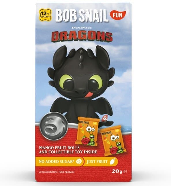 B.O.B SNAIL - Dragons Mango Fruit Rolls - 20g – B.O.B SNAIL förpackning