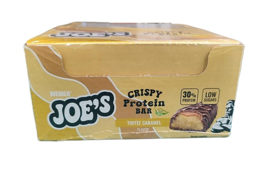 Joe's Crispy Protein Bar, Toffee Caramel - 12 x 50g | Weider – Weider packaging