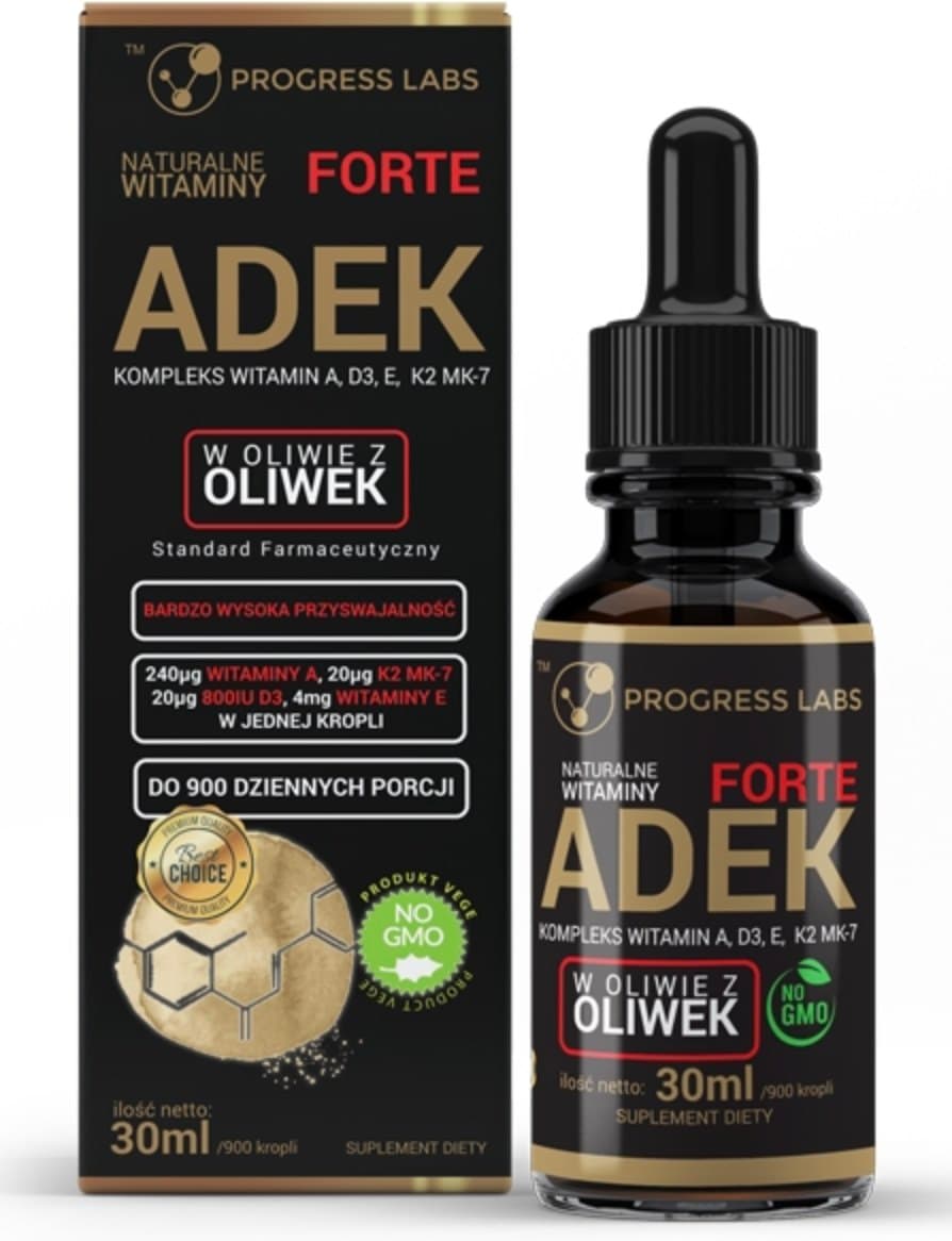 Progress Labs Naturalna Witamina ADEK Forte 30ml – Progress Labs packaging