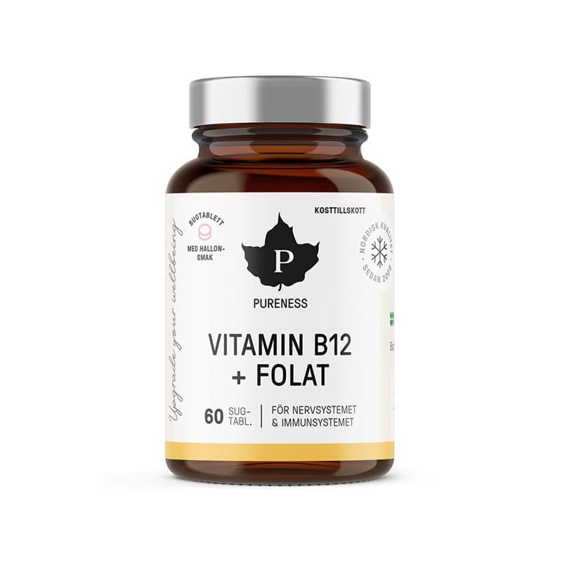 Vitamin B12 + Folat Framboise 60 capsules – Pureness emballage