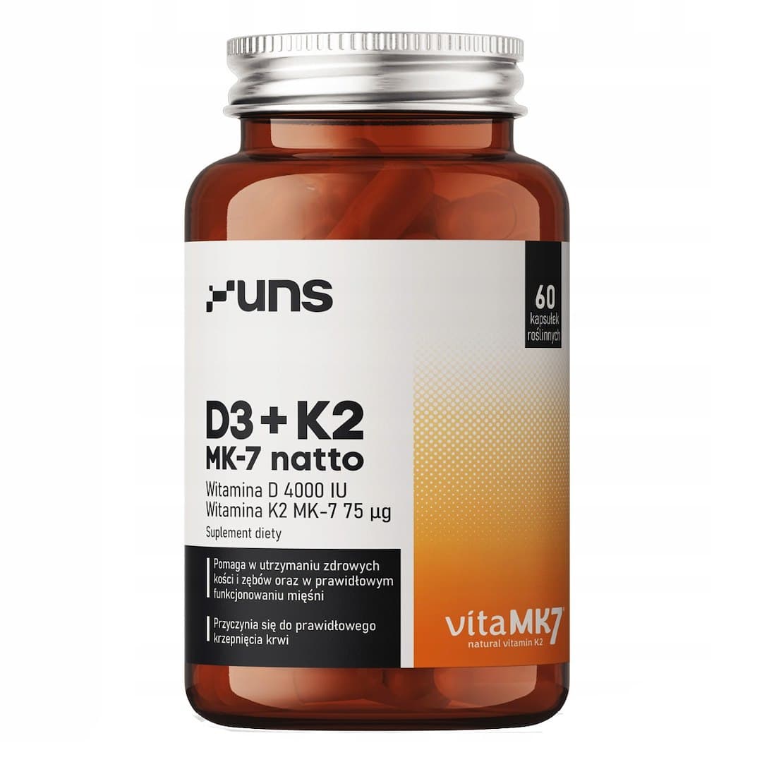 UNS Vitamin D3+K2 MK-7 NATTO 60 veg capsules – UNS packaging