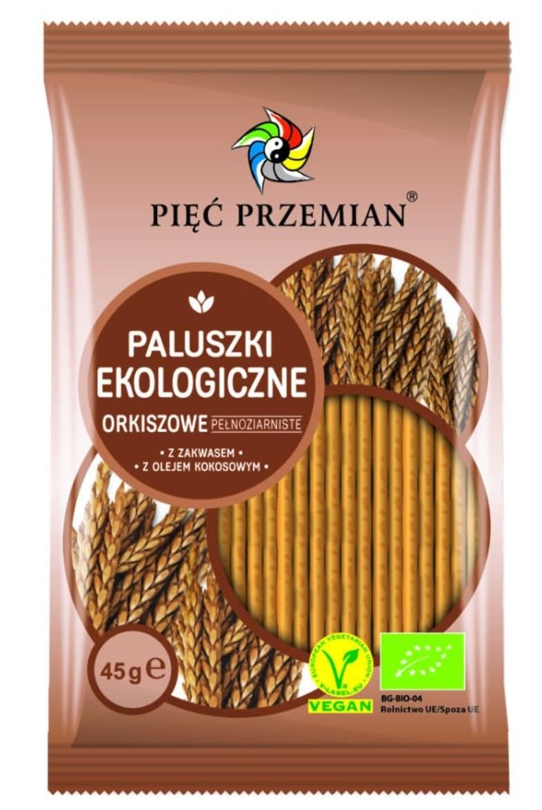 Pięć Przemian - Organiczne paluszki z pszenicy orkisz – Pięć Przemian packaging