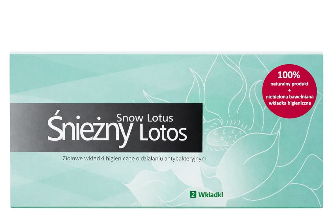 Śnieżny Lotos - Snow Lotus Herbal Antibacterial Hygiene Pads - 2 Pads – Śnieżny Lotos förpackning