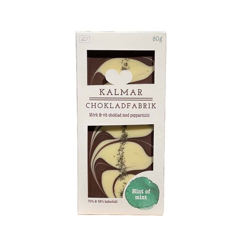 Chokladkaka Hint of Mint 80g | Kalmar Chokladfabrik – Kalmar Chokladfabrik förpackning