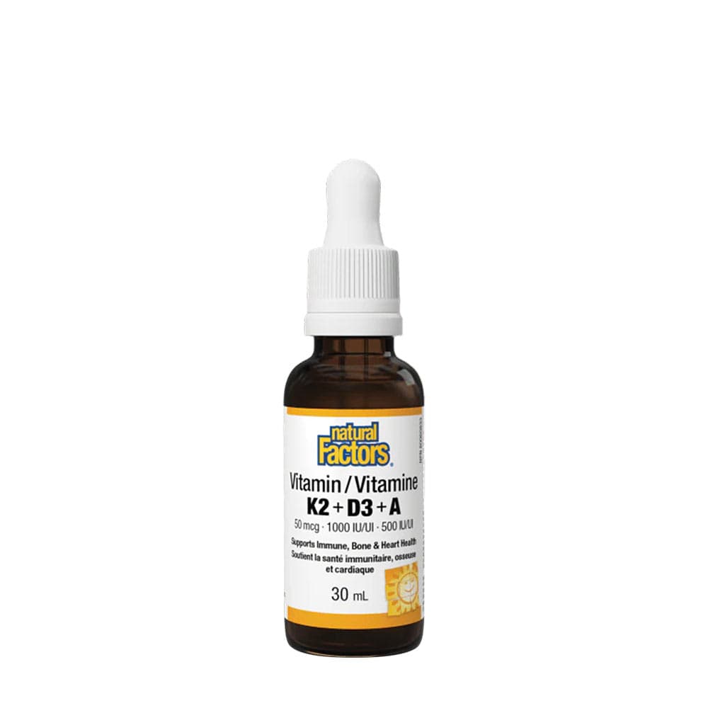 Natural Factors K2+D3+A 50 mcg/1000 IU/500 IU - 30 ml