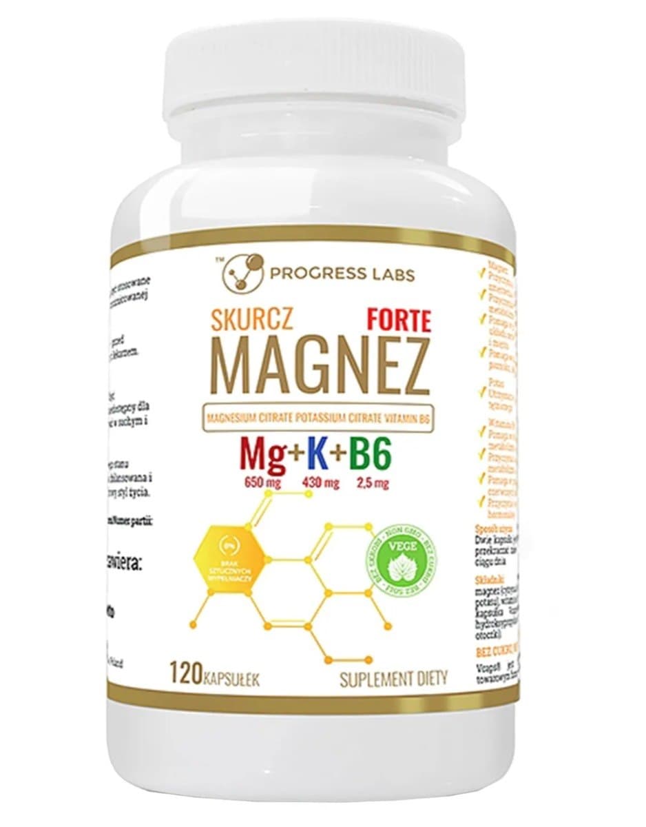 Progress Labs Mg+K+Vit B6 Forte 120 capsules – Progress Labs packaging