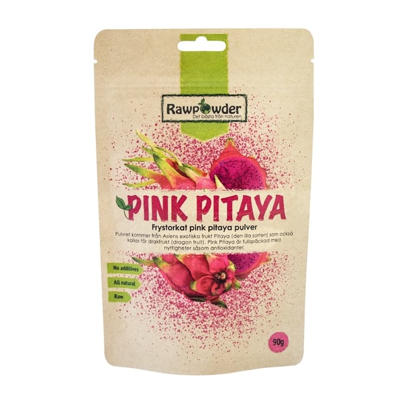 Pink Pitaya poeder 90g – Rawpowder verpakking