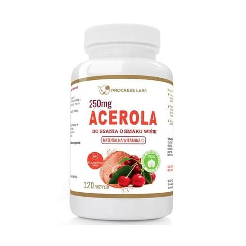 Progress Labs Acerola zum Lutschen 250 mg 120 Pastillen – Progress Labs Verpackung