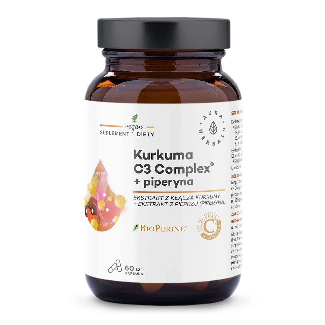 Aura Herbals - Turmeric C3 Complex + Piperine - 60 Caps – Aura Herbals förpackning