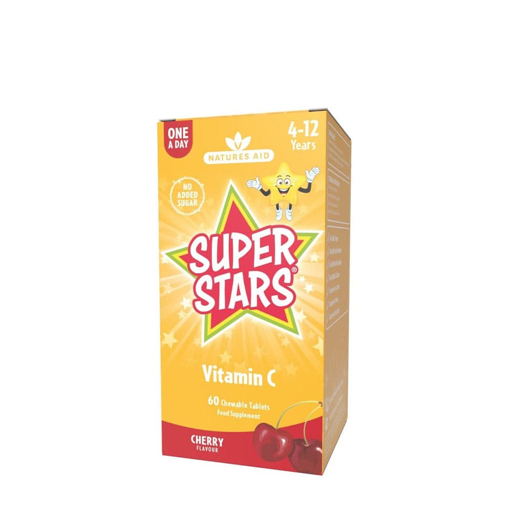 Natures Aid - Super Stars Vitamin C (Cerise - 60 comprimés à mâcher) – Nature's Aid packaging