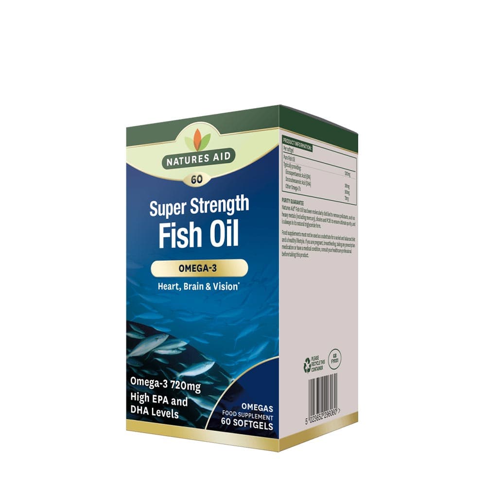 Natures Aid Super Strength Fish Oil - Omega-3 - 60 Sgel – Natures Aid confezione