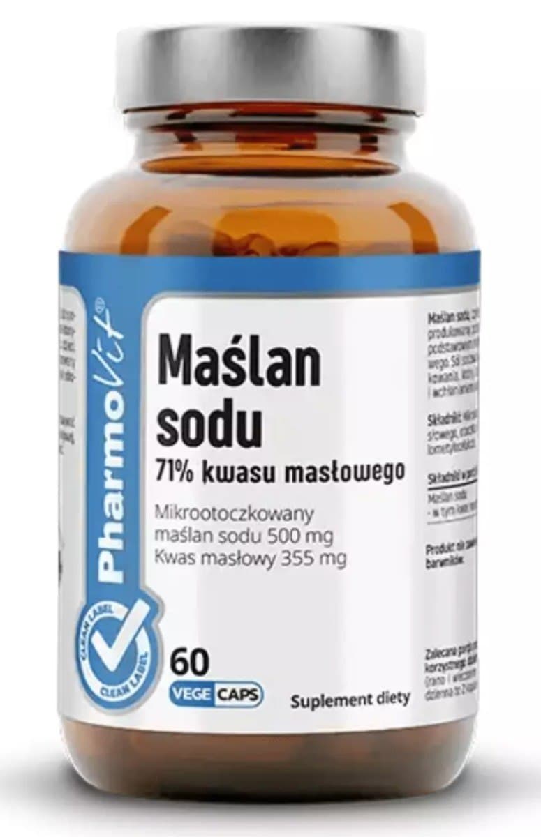 Pharmovit Maślan sodu 71% de ácido butanoico 60 cápsulas