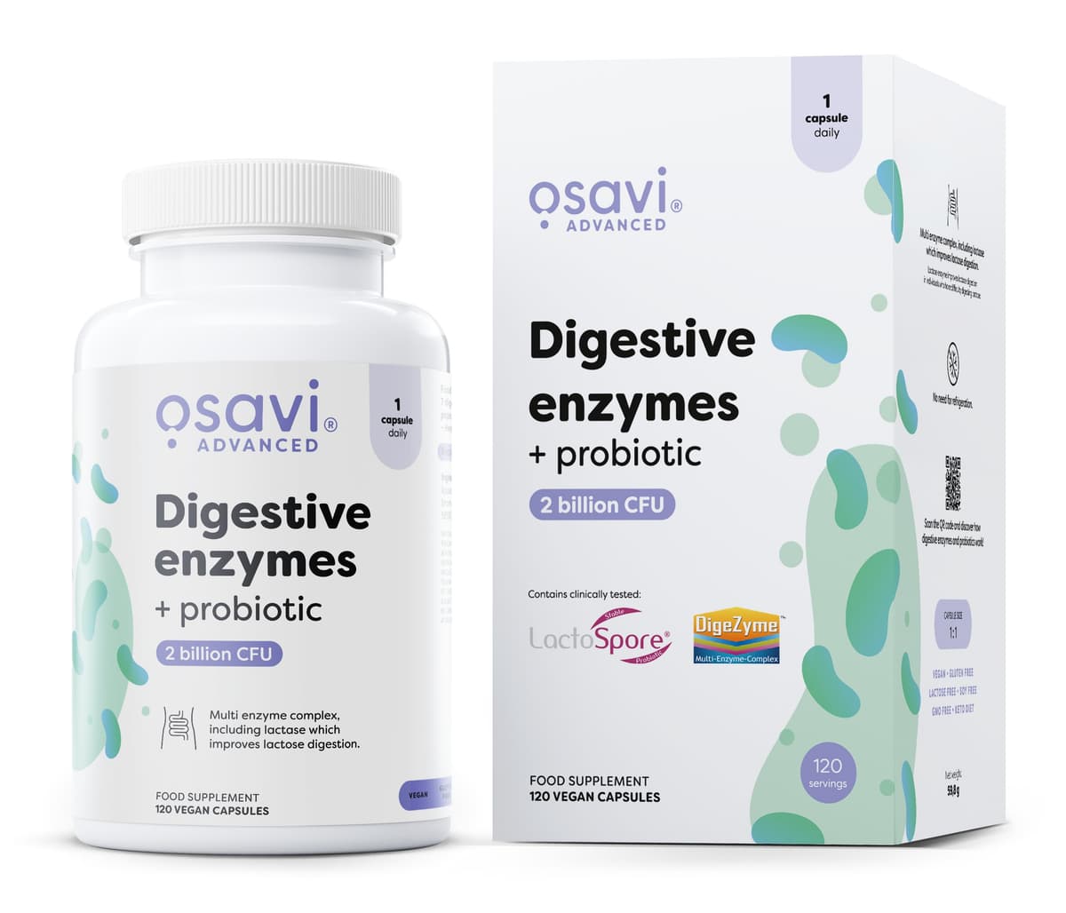 Osavi - Digestive Enzymes + Probiotic – Osavi förpackning