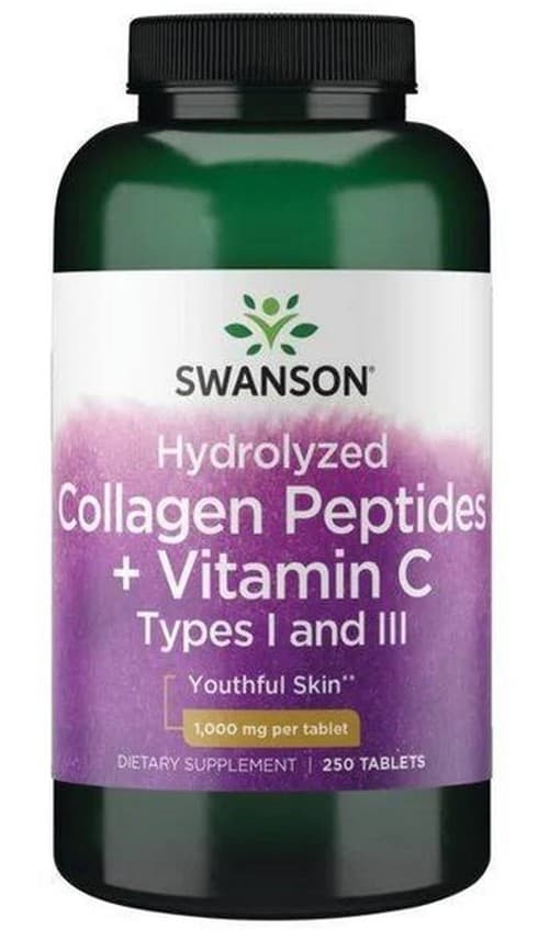 Swanson - Hydrolyserat Kollagen Peptider + Vitamin C Typ I och III - 250 tabletter