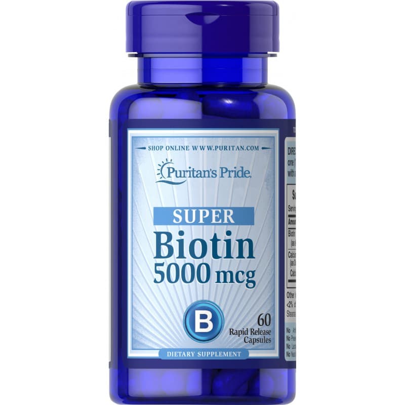 Puritan's Pride Biotina 5000 µg 60 capsule – Puritan's Pride packaging