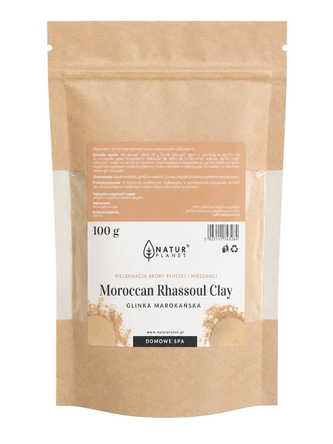 Natur Planet - Terre Rhassoul Marocaine, poudre 250 g – Natur Planet emballage