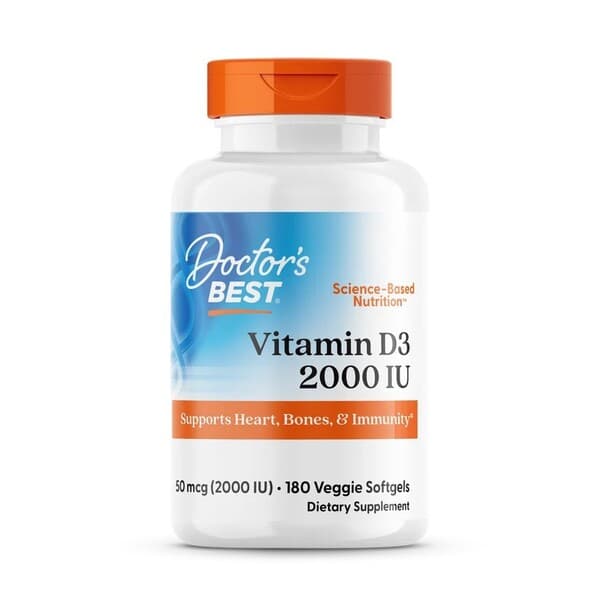 Doctor's Best - Vitamin D3 - 2000 IE, 180 vegetabiliska mjukkapslar